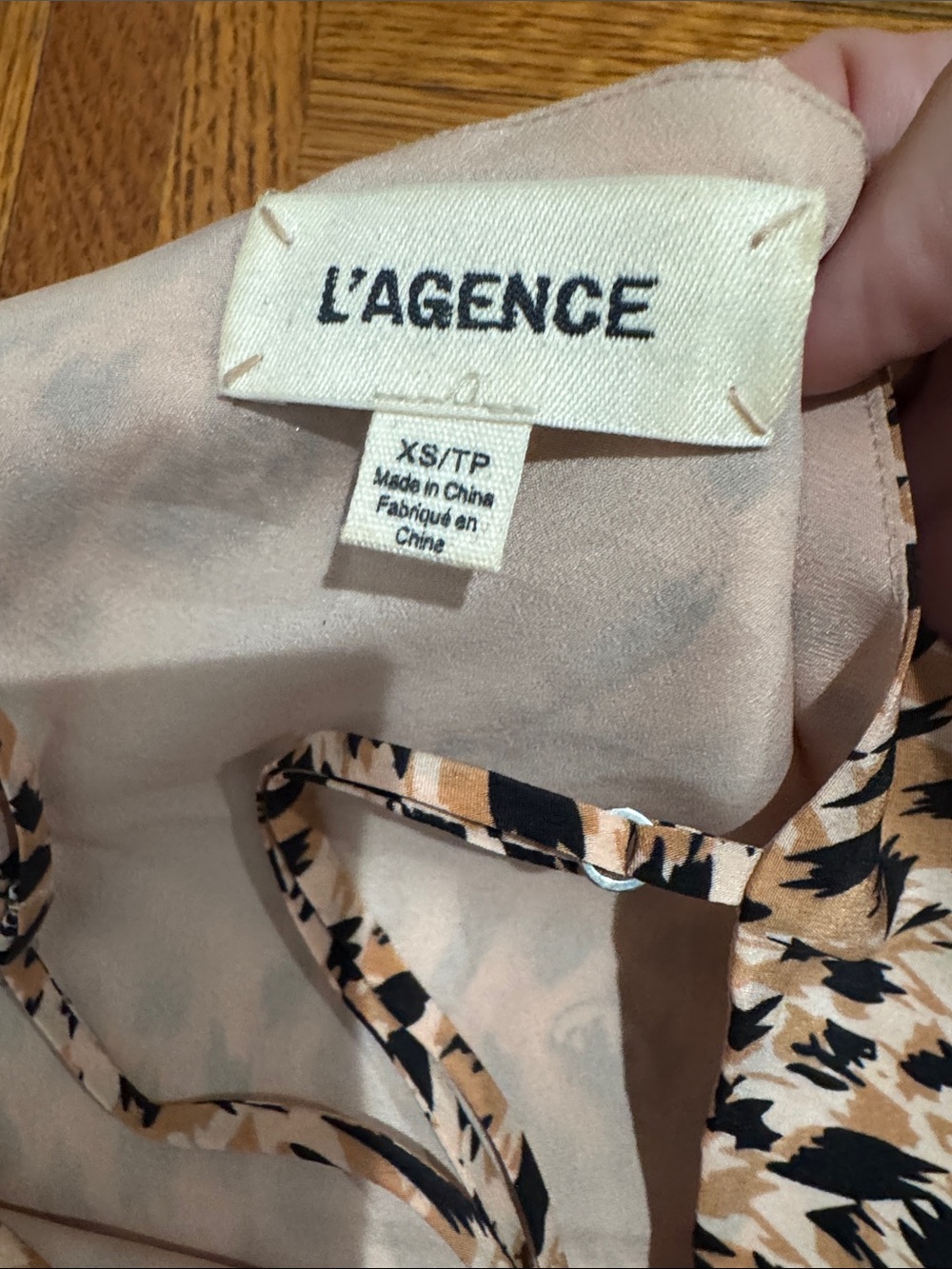 L'AGENCE Leopard-Print Silk Cami in Tan and Black - Picture 2 of 3